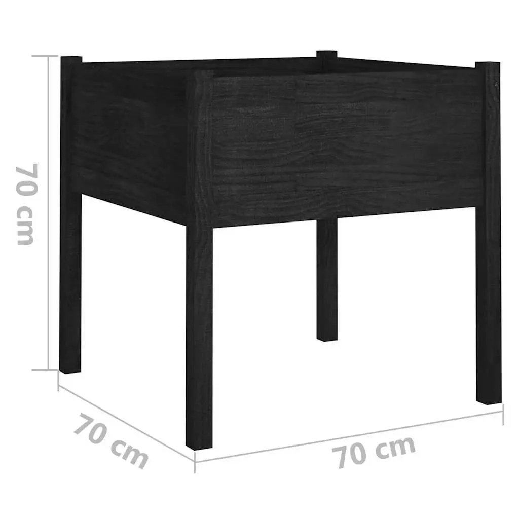 Garden Planters 70x70x70 cm Black Deep Wide Outdoor Flower Boxes 2 Piece