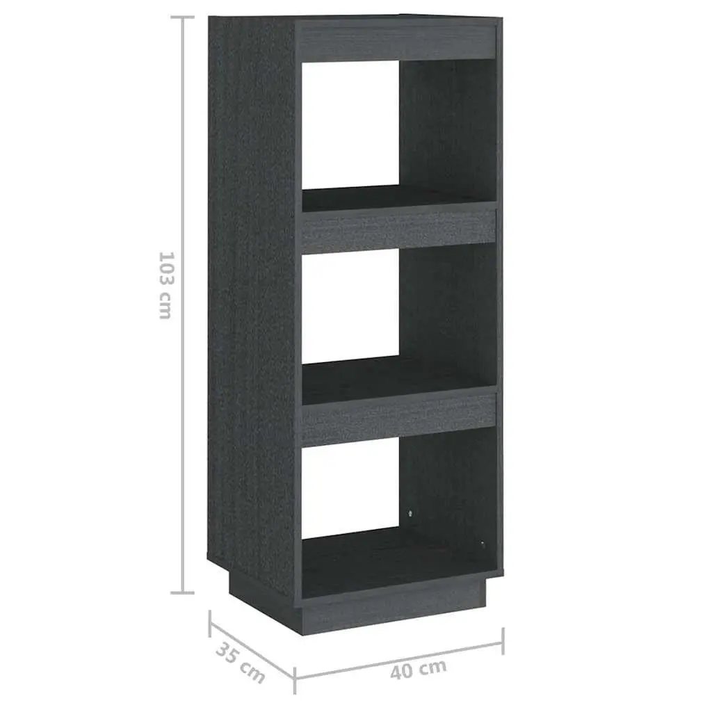 Book Cabinet Room Divider 40x35x103cm Grey Solid Pinewood Storage