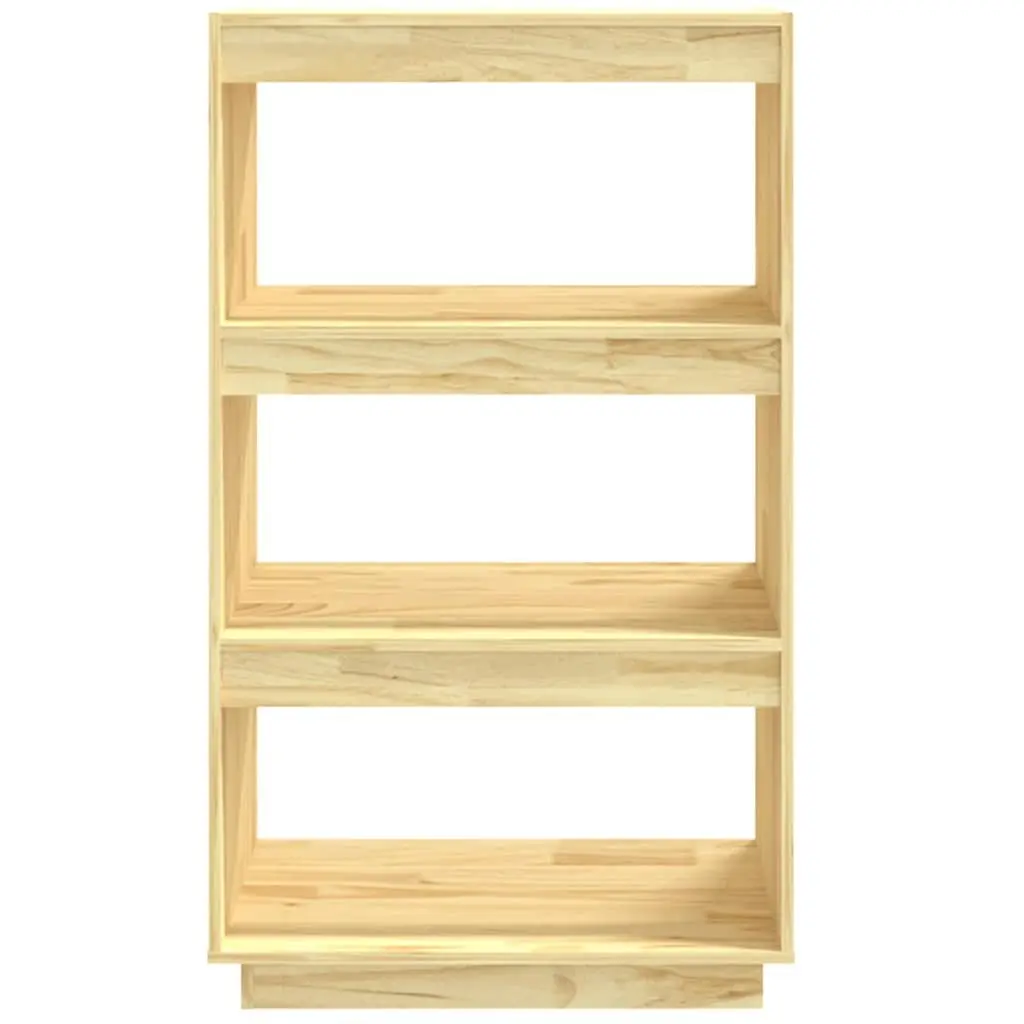Wooden Book Cabinet Room Divider Brown Solid Pinewood Construction