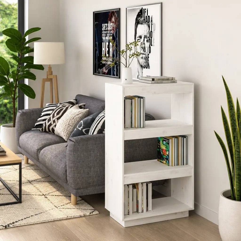 Wooden Bookcase Room Divider White Shelving Unit Storage Display