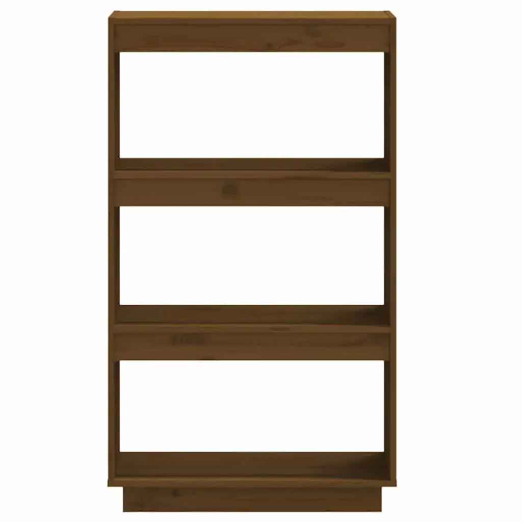 Book Cabinet Room Divider Honey Brown Solid Pinewood Shelving Storage Organization