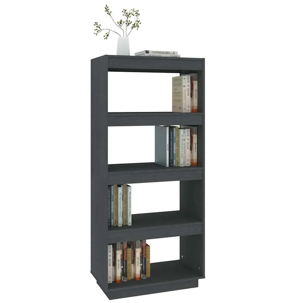 Book Cabinet 60x35x135cm Grey Wooden Room Divider with Multiple Shelves