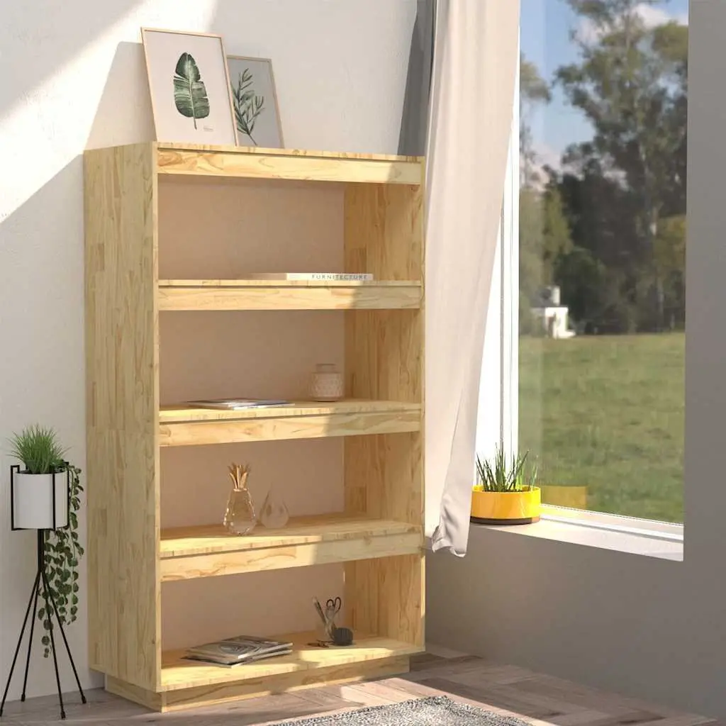 Wooden Book Cabinet 80W x 35D x 135H cm Room Divider Shelving Unit Storage Organiser Brown