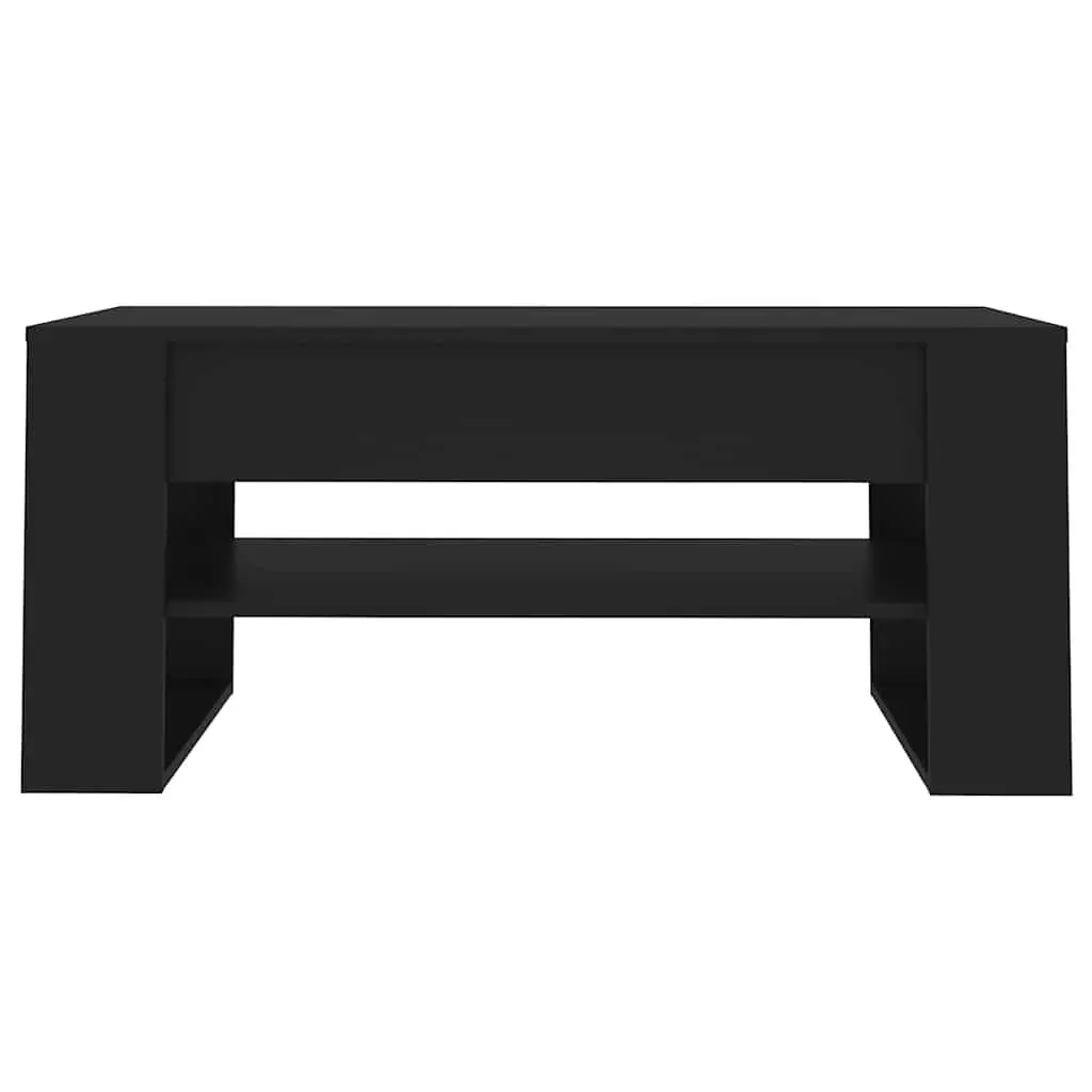 Coffee Table 102x55x45cm Black with Storage Shelf for Living Room