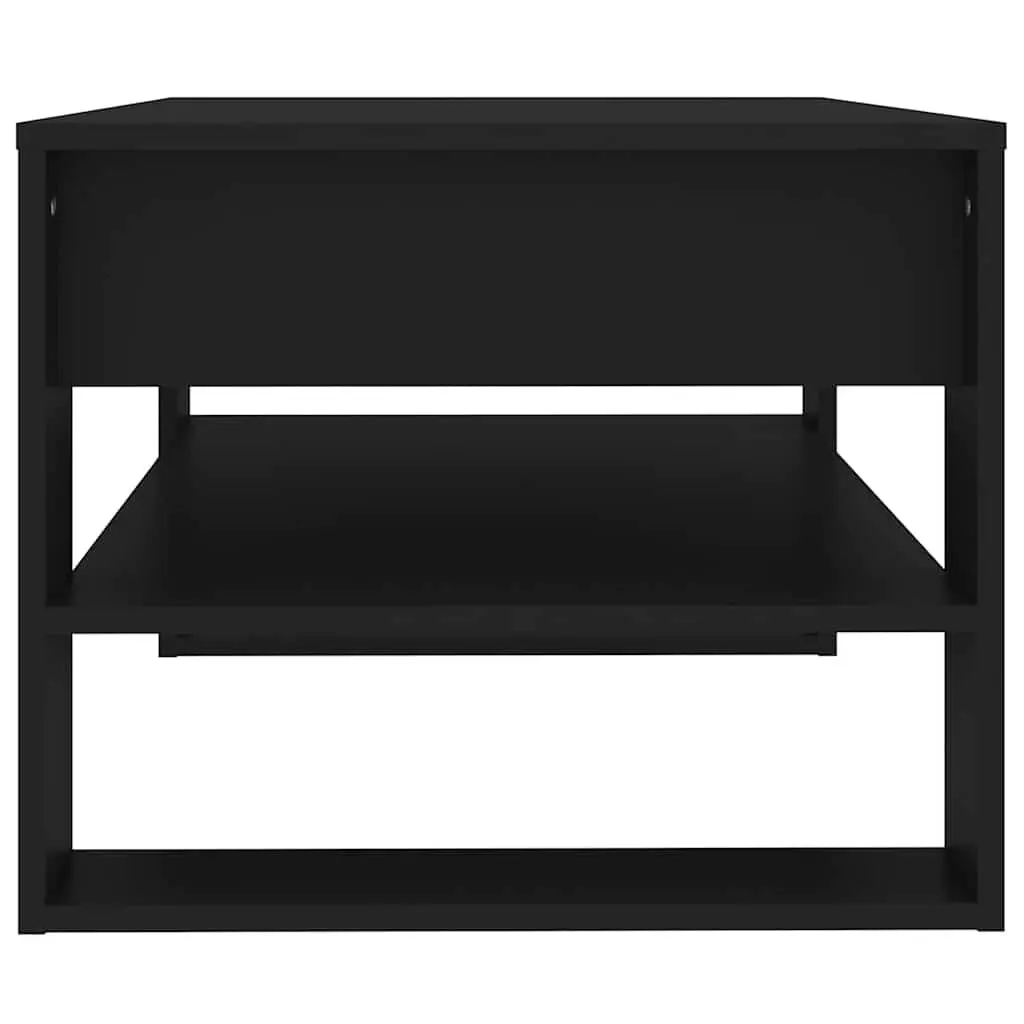 Coffee Table 102x55x45cm Black with Storage Shelf for Living Room
