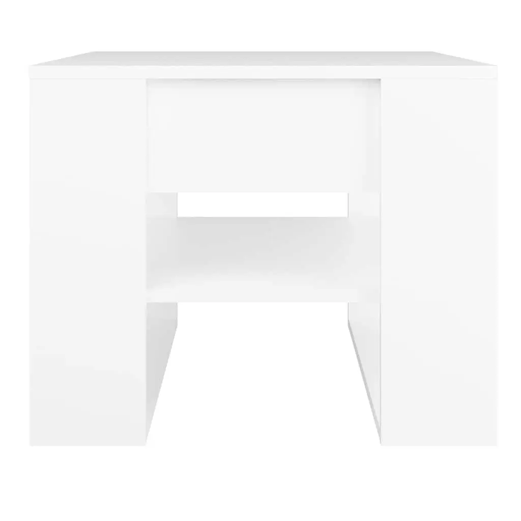 Coffee Table 55.5x55x45cm White with Storage Shelf Living Room Accent Furniture