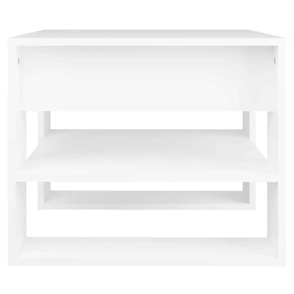 Coffee Table 55.5x55x45cm White with Storage Shelf Living Room Accent Furniture