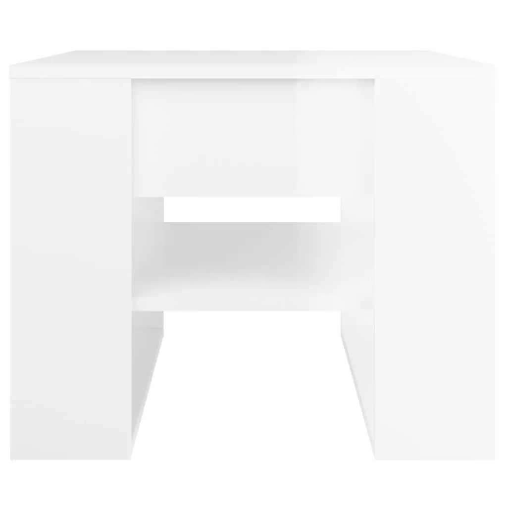 Coffee Table High Gloss White Storage Shelf Living Room Accent Furniture