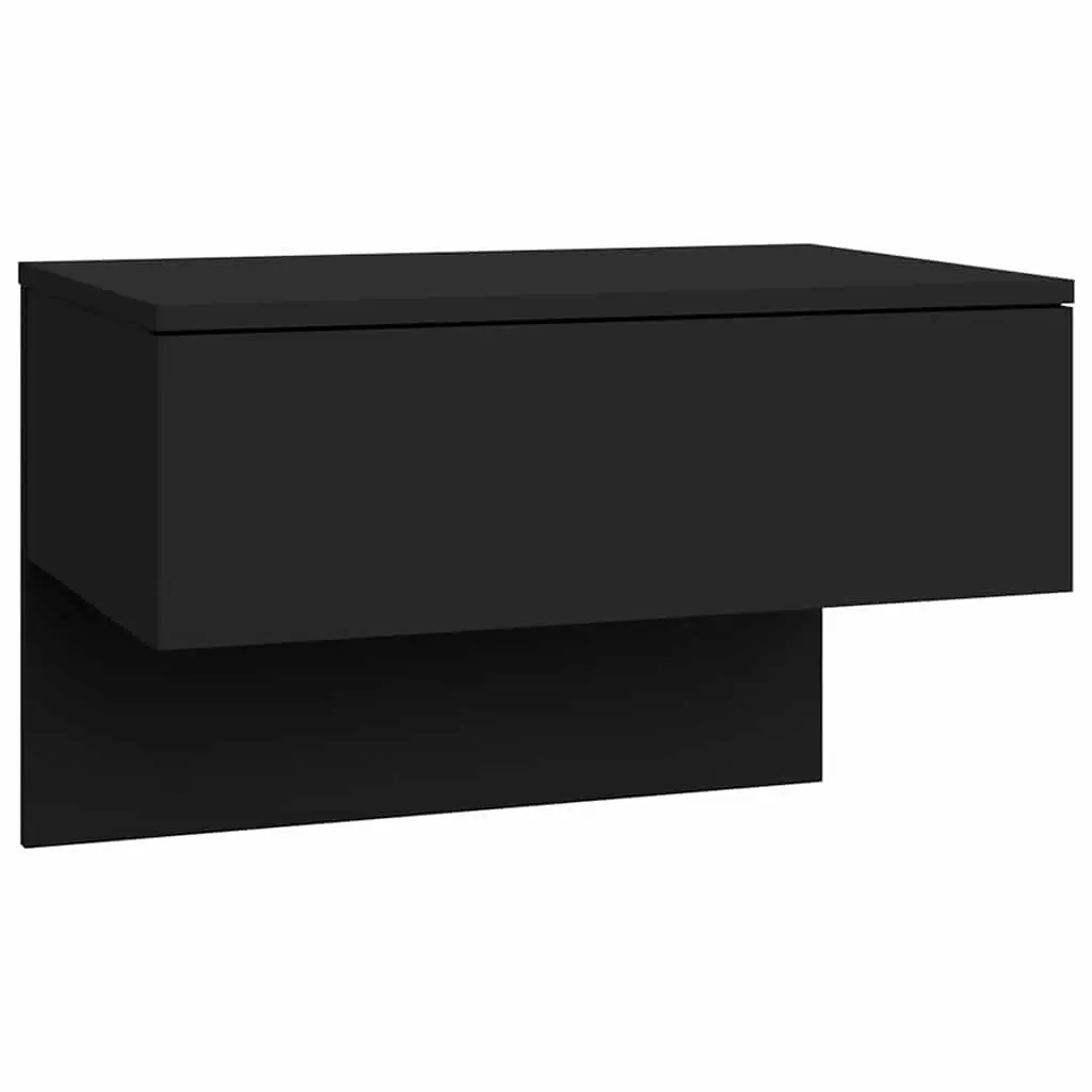 Wall-mounted Bedside Cabinets Set of 2 Black Floating Storage Shelves
