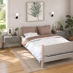 Wall-mounted Bedside Cabinets 2 pcs Floating Storage Grey Engineered Wood