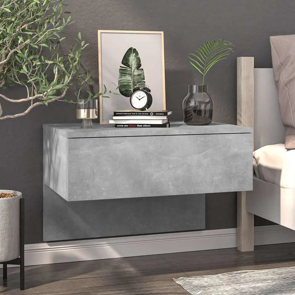 Wall-mounted Bedside Cabinets 2 pcs Floating Storage Grey Engineered Wood