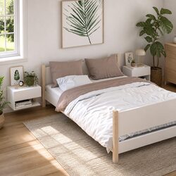Wall-mounted Bedside Cabinet White Floating Storage Unit for Bedroom Living Room