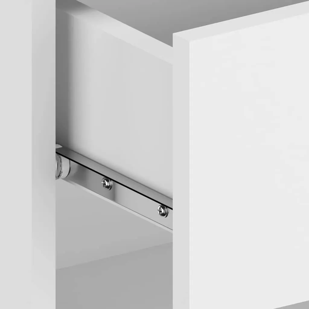 Wall-mounted Bedside Cabinet White Floating Storage Unit for Bedroom Living Room 2 Piece