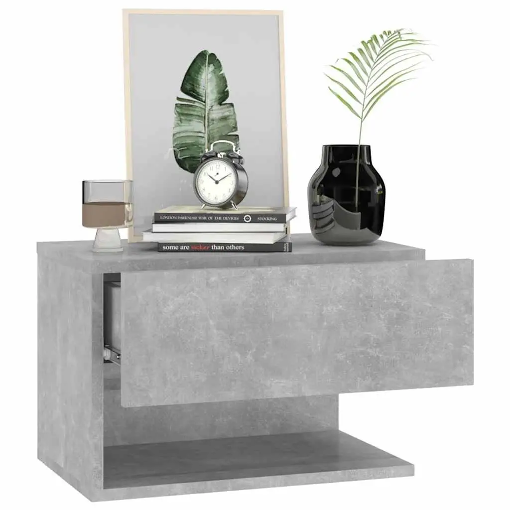 Wall-mounted Bedside Cabinets 2 pcs Grey Floating Storage Shelves Unit