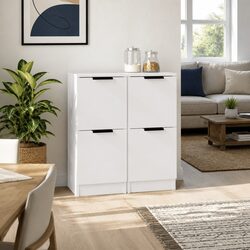 Stylish White Storage Cabinets 2 pcs 30x30x70 cm