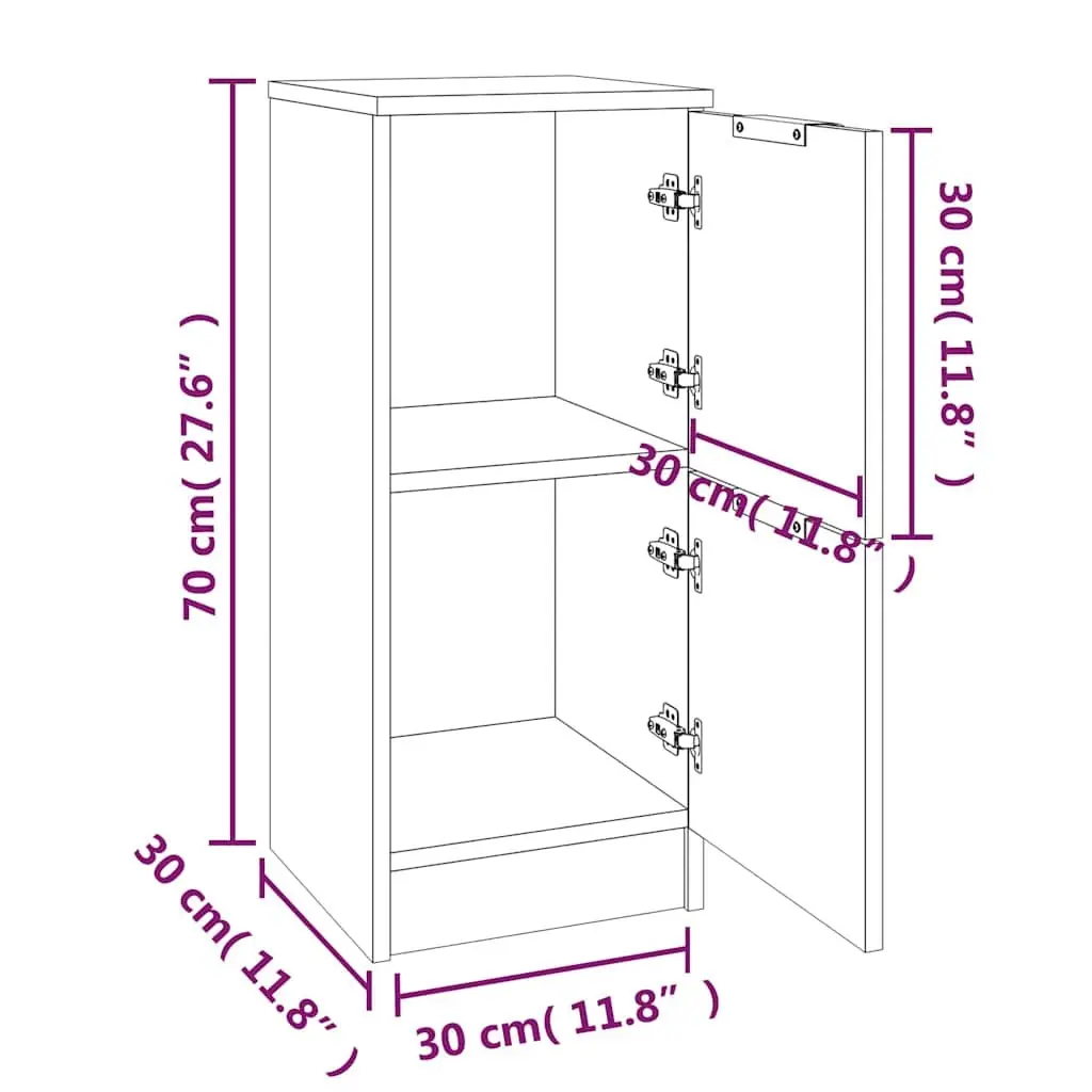Sideboard Cabinet 30x30x70 cm 2 pcs White Storage Furniture Living Room Bedroom