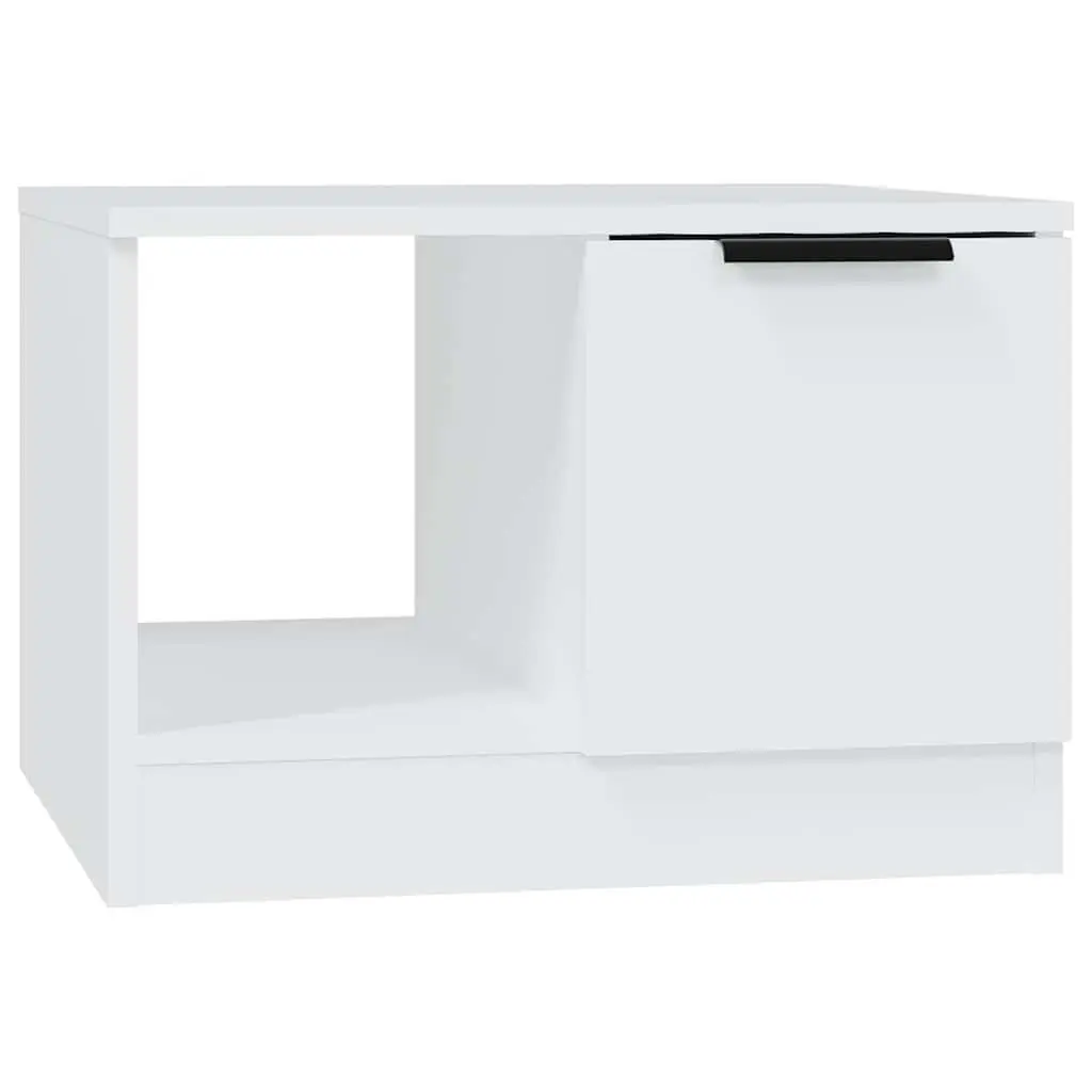 Coffee Table White Two Storage Compartments Engineered Wood Surface