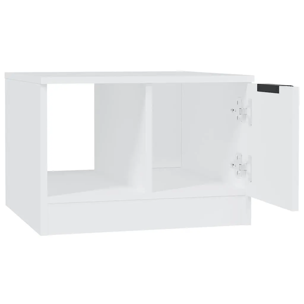 Coffee Table White Two Storage Compartments Engineered Wood Surface
