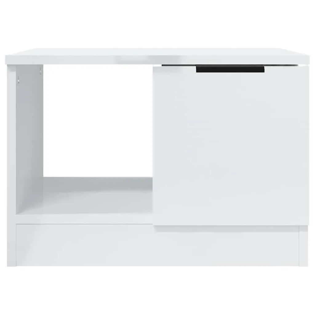 Coffee Table 50x50x36 cm High Gloss White with Storage Compartments