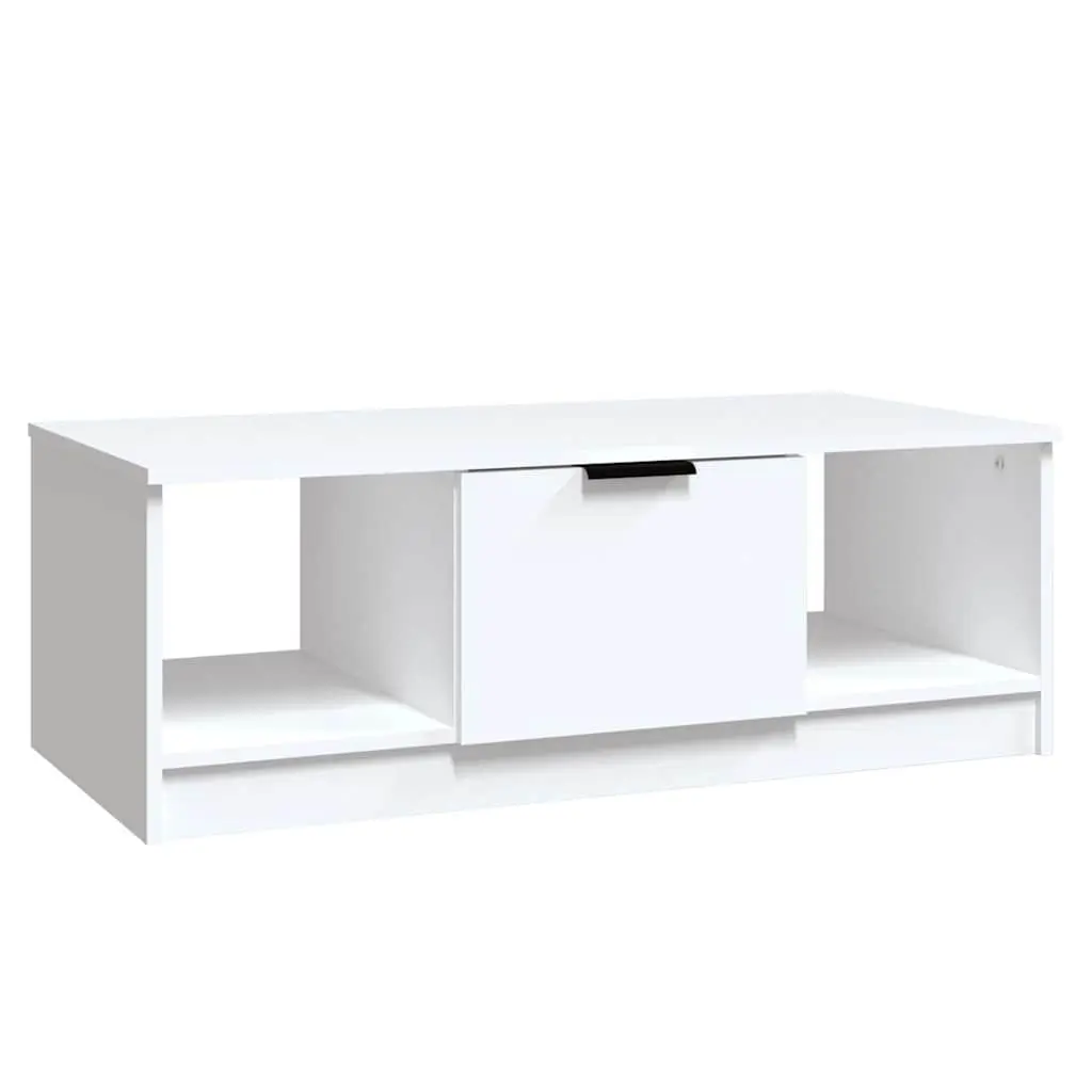 Coffee Table White with Storage Compartments Engineered Wood