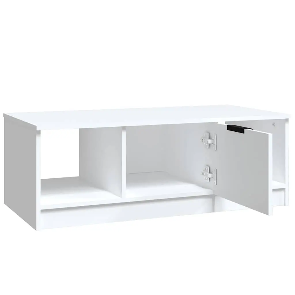 Coffee Table White with Storage Compartments Engineered Wood