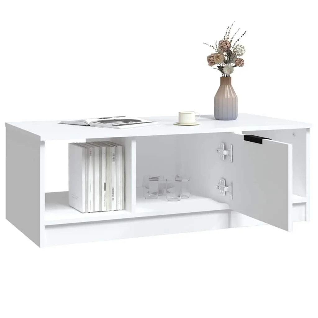 Coffee Table White with Storage Compartments Engineered Wood