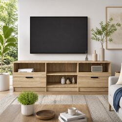 TV Cabinet in Brown - 150 cm Width with Engineered Wood Design