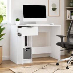 White Computer Desk 100x50x75cm Home Office Workstation Storage Drawers
