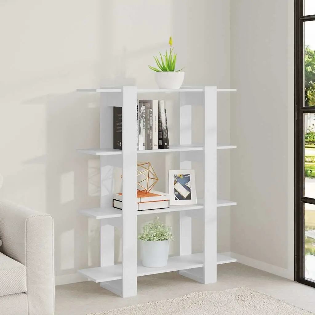 Book Cabinet Room Divider 100W x 30D x 123.5H cm White Shelving Storage Organiser Display Stand Shelf