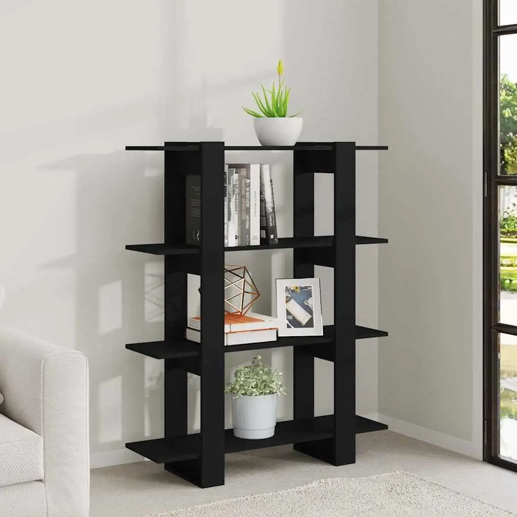 Book Cabinet 100cm Black Standing Shelf Storage Organiser Room Divider