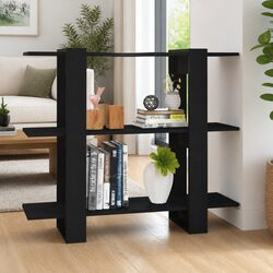 Book Cabinet Room Divider Shelving Unit Black Storage Organizer Bookshelf