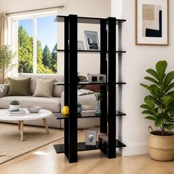 Black Engineered Wood Book Cabinet for Modern Living