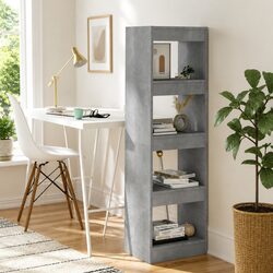 Book Cabinet Room Divider Grey Shelving Unit Storage Bookcase Standing Shelf