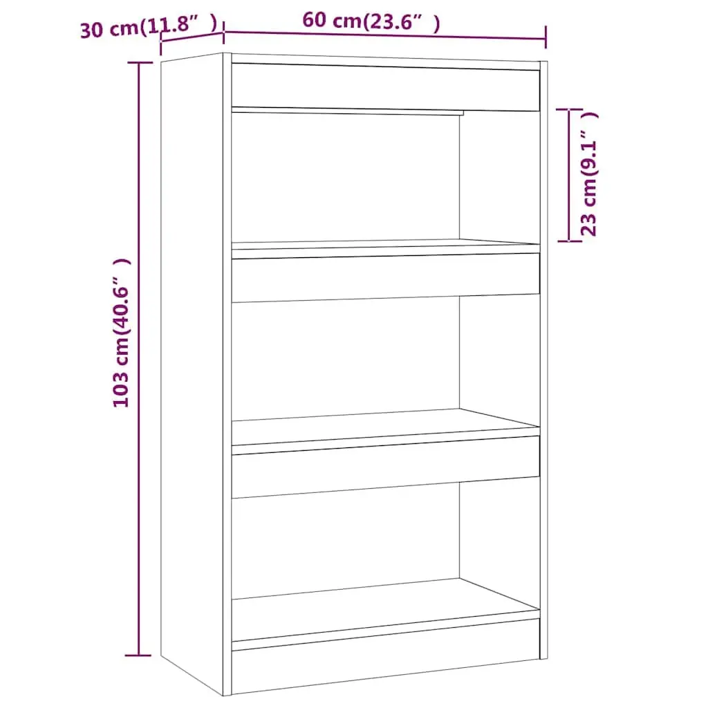 Book Cabinet Room Divider White Wooden Shelving Unit Storage Organiser 60x30x103 cm