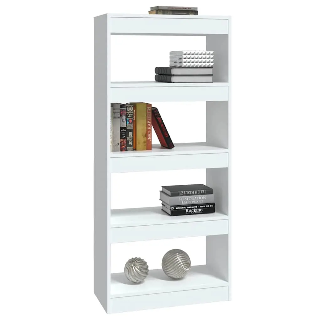 Storage Book Cabinet White High Gloss Engineered Wood Room Divider 60W x 30D x 135H cm