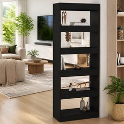 Book Cabinet Room Divider Black 60x30x166 cm Engineered Wood Bookshelf Storage