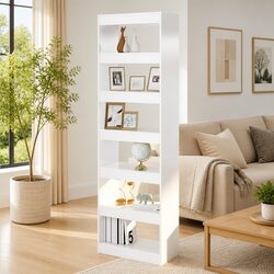 Elegant White Book Storage Cabinet for Stylish Room Division 60x30x198cm