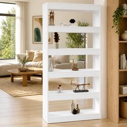 White Book Cabinet Room Divider Bookshelf Storage 80x30x166cm Engineered Wood