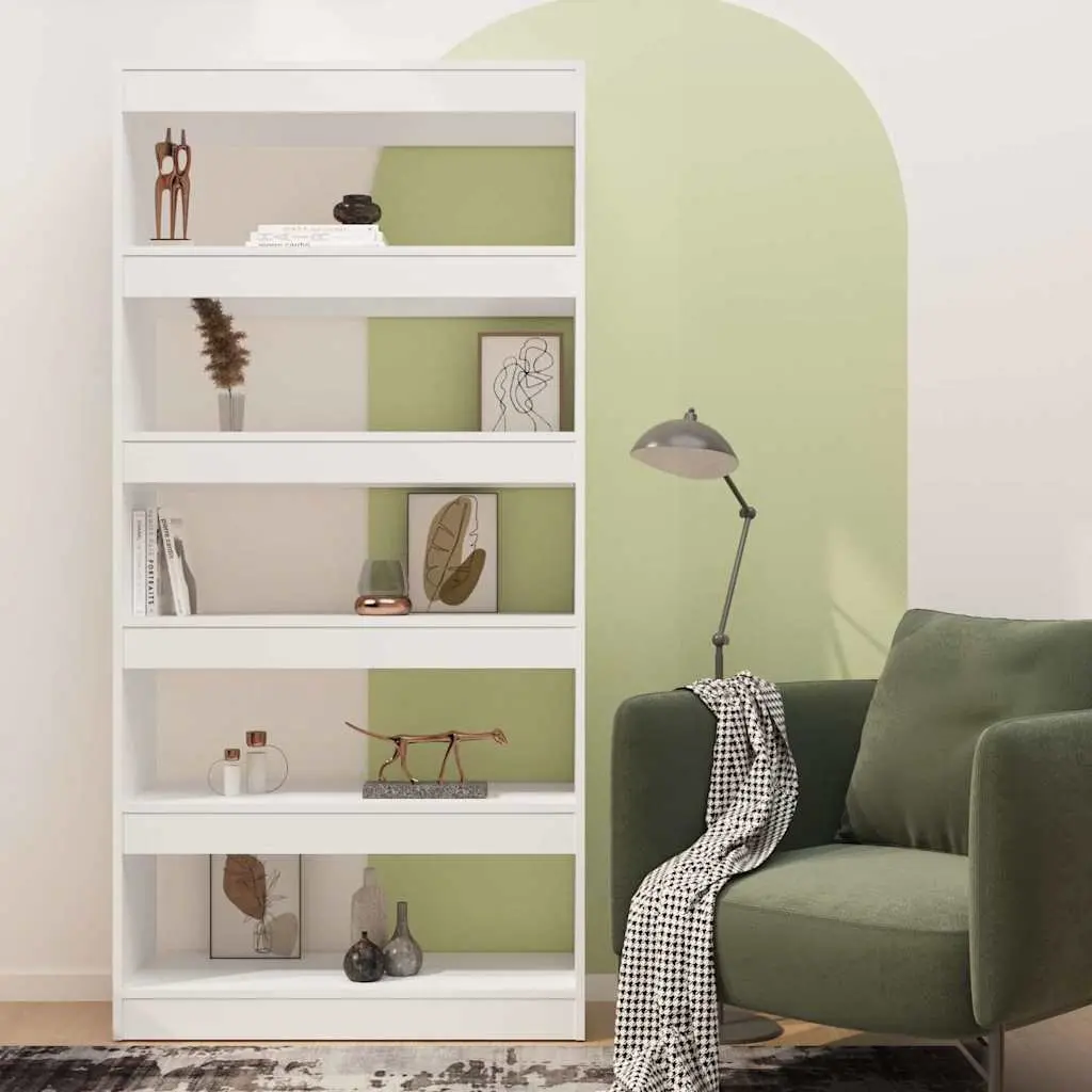 White Book Cabinet 80x30x166cm Engineered Wood Room Divider Storage