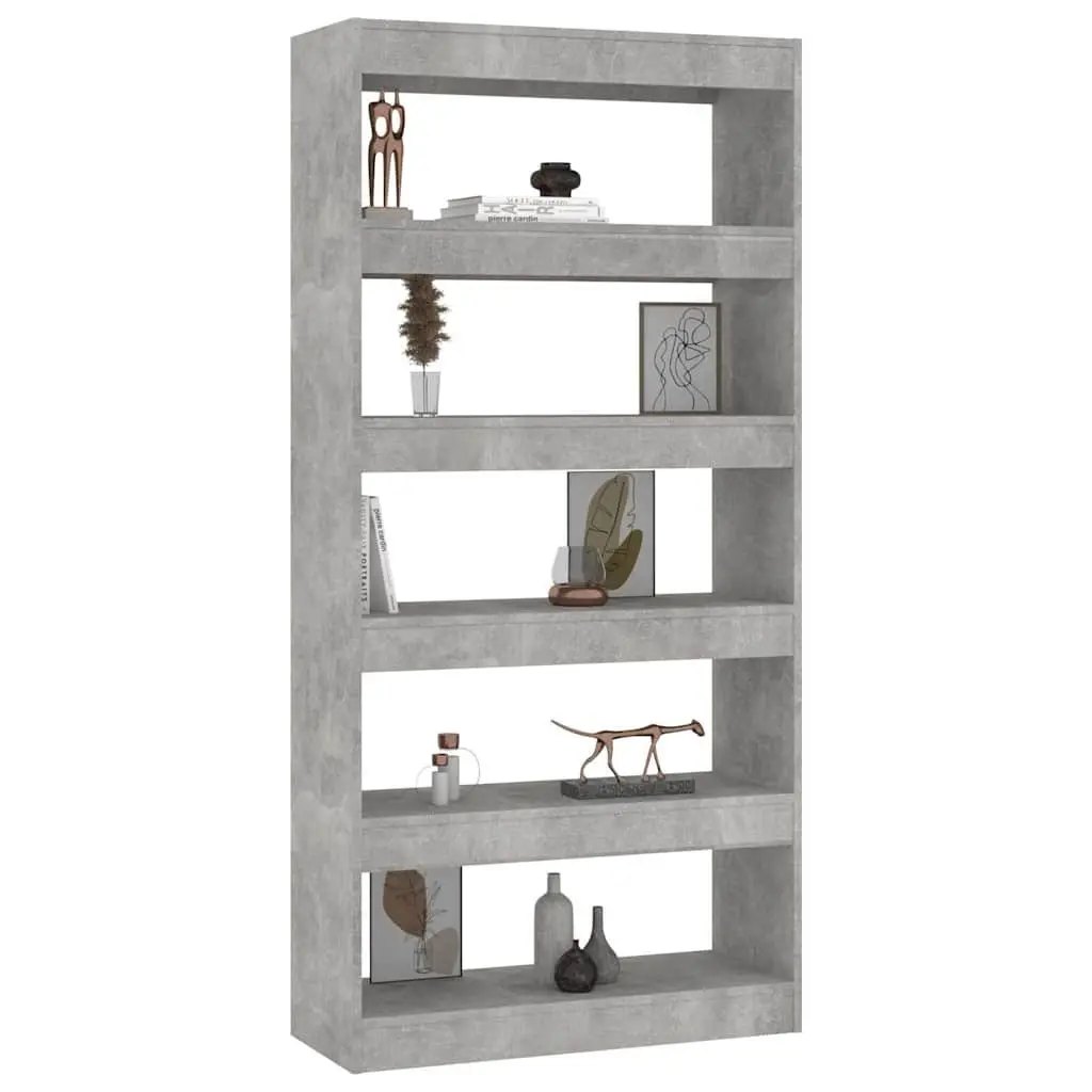 Grey Engineered Wood Book Cabinet Room Divider 80Wx30Dx166H Spacious Storage Shelving Unit