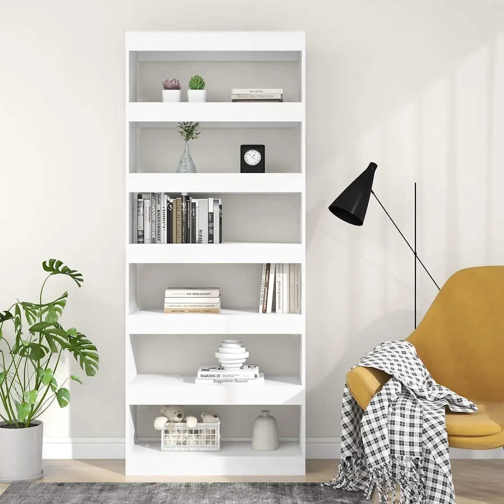 Book Cabinet 80x30x198cm White Engineered Wood Shelf Storage Room Divider