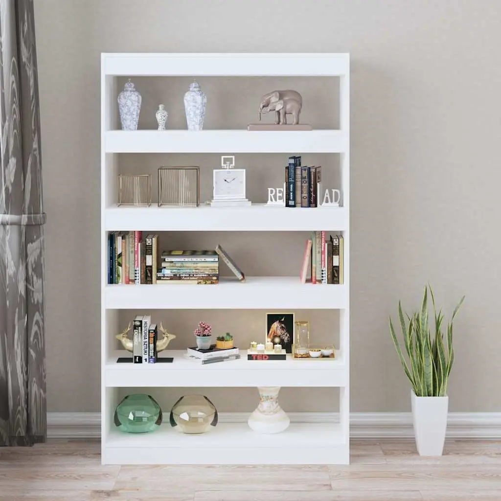 Wooden Book Cabinet Room Divider High Gloss White Ample Storage
