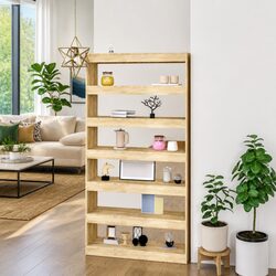 Elegant Brown Wooden Bookcase and Room Divider