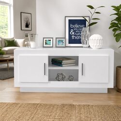 TV Cabinet White 102x35x45 cm Engineered Wood Stereo Storage Unit