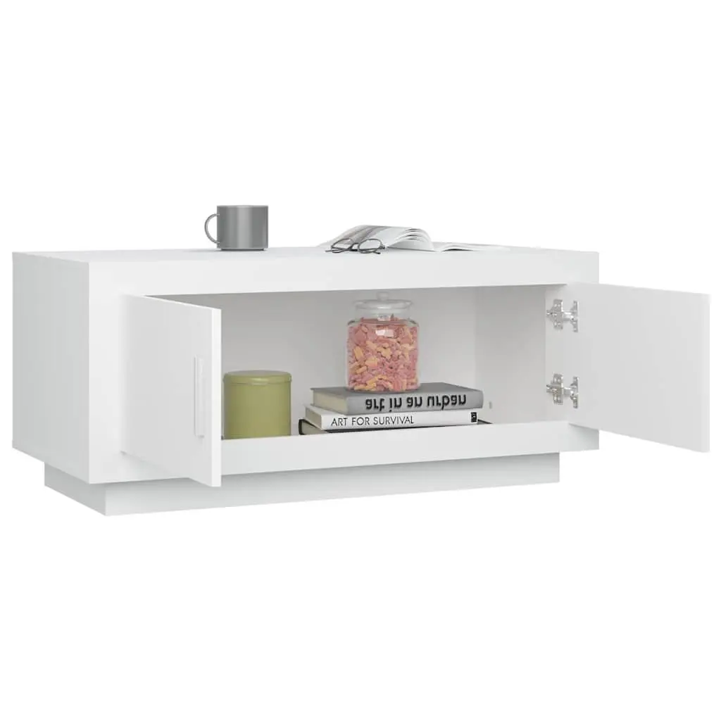 Coffee Table White Sturdy Frame 2 Storage Doors