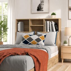 Brown 100cm Headboard Cabinet for Stylish Bedroom Spaces