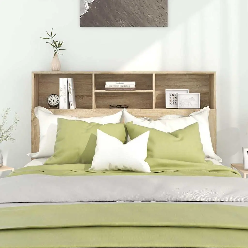 Wall-Mounted Headboard Cabinet Brown Bedroom Storage Organiser 140 x 19 x 103.5 cm