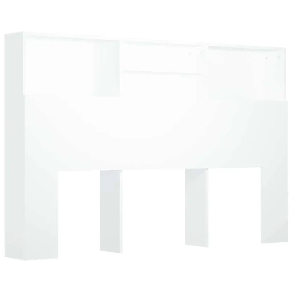 Headboard Cabinet 160cm White Wall-Mount Bedroom Storage Bookcase