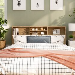 Headboard Cabinet Brown 180cm Bedroom Storage Nightstand Furniture with