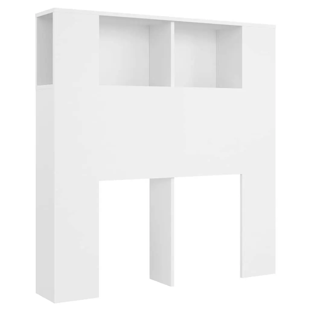 Headboard Cabinet 100cm White Wall-Mounted with Four Storage Compartments